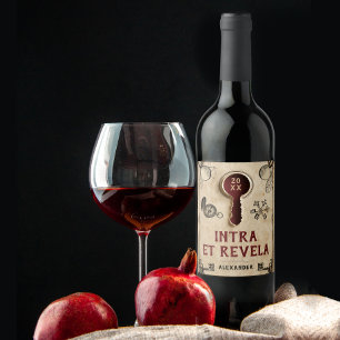 Étiquette Pour Bouteilles De Vin Mystère Rétro Vintage Rouge Salle d'Évasion Mots L