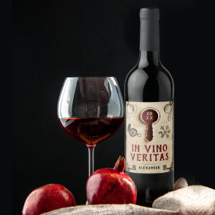 Étiquette Pour Bouteilles De Vin Mystère Rouge Vintage Cool Salle d'Évasion Mots La
