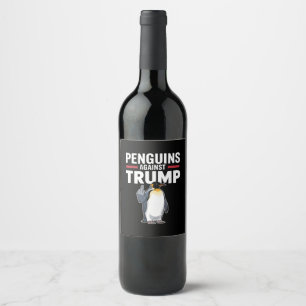 Étiquette Pour Bouteilles De Vin Nageoires de pingouin levées résistent aux pingoui
