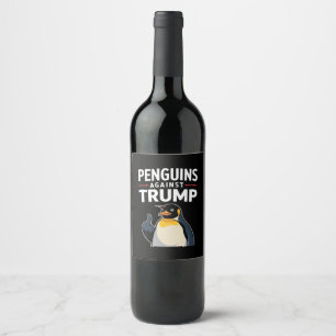 Étiquette Pour Bouteilles De Vin Nageoires de pingouin levées résistent aux pingoui