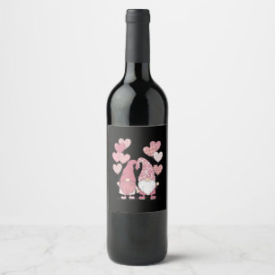 Étiquette Pour Bouteilles De Vin Nains de la Saint-Valentin à carreaux buffles rose