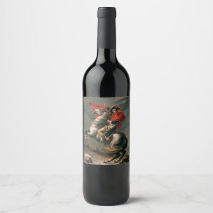 Étiquette Pour Bouteilles De Vin Napoléon avec cheval, Col du Saint-Bernard