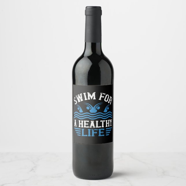 Étiquette Pour Bouteilles De Vin Natation - (Devant)