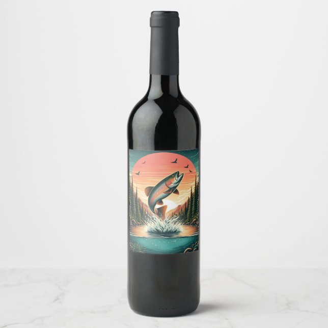 Étiquette Pour Bouteilles De Vin Nature extérieure de la truite (Devant)
