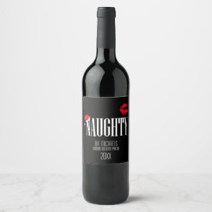 Étiquette Pour Bouteilles De Vin Naughty et Nice, Fête de Vacances