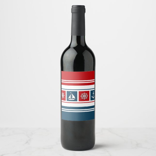 Étiquette Pour Bouteilles De Vin Nautical design (Devant)
