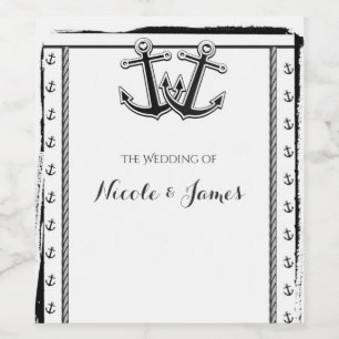 Étiquette Pour Bouteilles De Vin Nautical Love Ancres Elégante Plage Mariage Vin