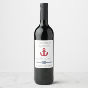 Étiquette Pour Bouteilles De Vin Nautical Serez-Vous Mon Ancre Bridesmaid