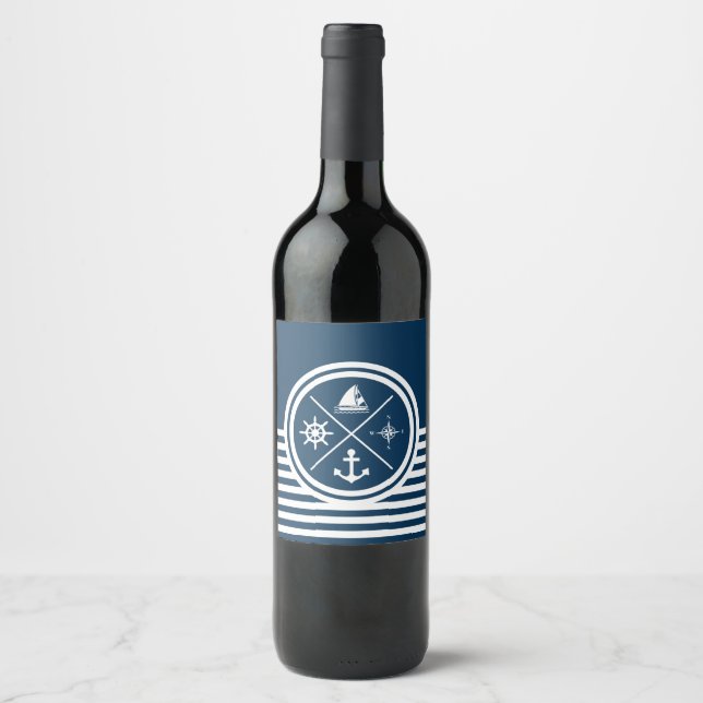 Étiquette Pour Bouteilles De Vin Nautical themed design (Devant)