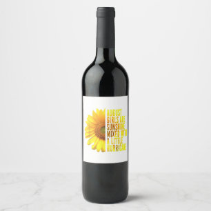 Étiquette Pour Bouteilles De Vin Né En Août Femme Anniversaire Tournesol Lover Flo