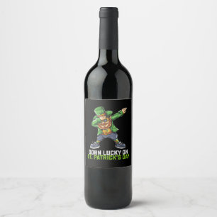 Étiquette Pour Bouteilles De Vin Né Lucky Sur St Patrick's Day Dabbing Birthday