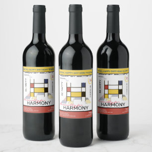 Étiquette Pour Bouteilles De Vin Neoplasticisme Art Abstrait Monogramme. Lettre H