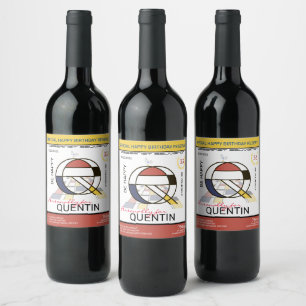 Étiquette Pour Bouteilles De Vin Neoplasticisme Art Abstrait Monogramme. Lettre Q