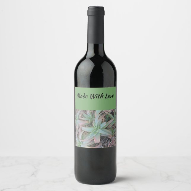 Étiquette Pour Bouteilles De Vin Nevada succulents (Devant)