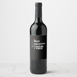 Étiquette Pour Bouteilles De Vin Nice Naughty Tried My Best Holiday Humor 