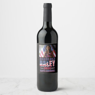 Étiquette Pour Bouteilles De Vin Nikki Haley pour président - Sauvez l'Amérique