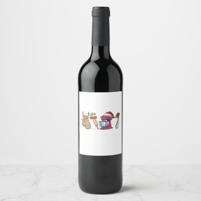 Étiquette Pour Bouteilles De Vin Noël 2026,  (Devant)