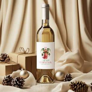 Étiquette Pour Bouteilles De Vin Noël Angel Joyeux Noël Typographie