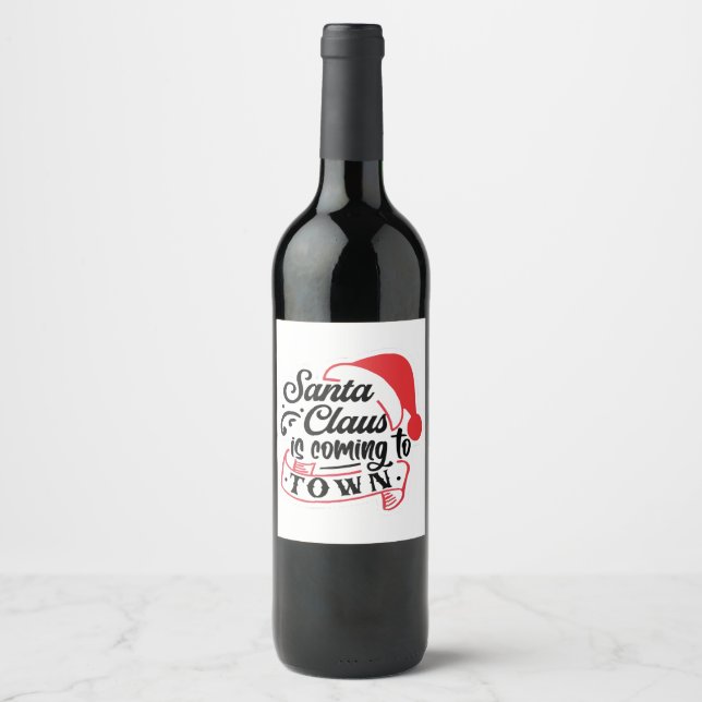 Étiquette Pour Bouteilles De Vin Noël approche  (Devant)