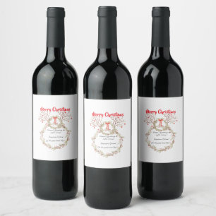 Étiquette Pour Bouteilles De Vin Noël aquarelle élégant rustique
