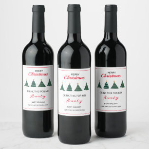 Étiquette Pour Bouteilles De Vin Noël Arbre Grossesse Faire-part Famille