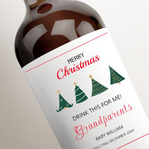 Étiquette Pour Bouteilles De Vin Noël Arbre Grossesse Faire-part Parents