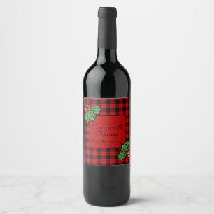 Étiquette Pour Bouteilles De Vin Noël classique rouge noir plaid saint