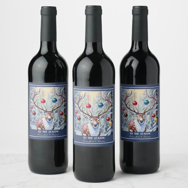 Étiquette Pour Bouteilles De Vin Noël de rennes (Bouteilles)