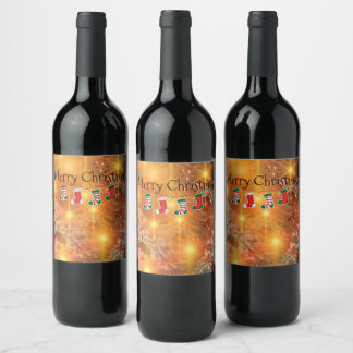 Étiquette Pour Bouteilles De Vin Noël doré