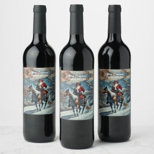 Étiquette Pour Bouteilles De Vin Noël du Père Noël équitation
