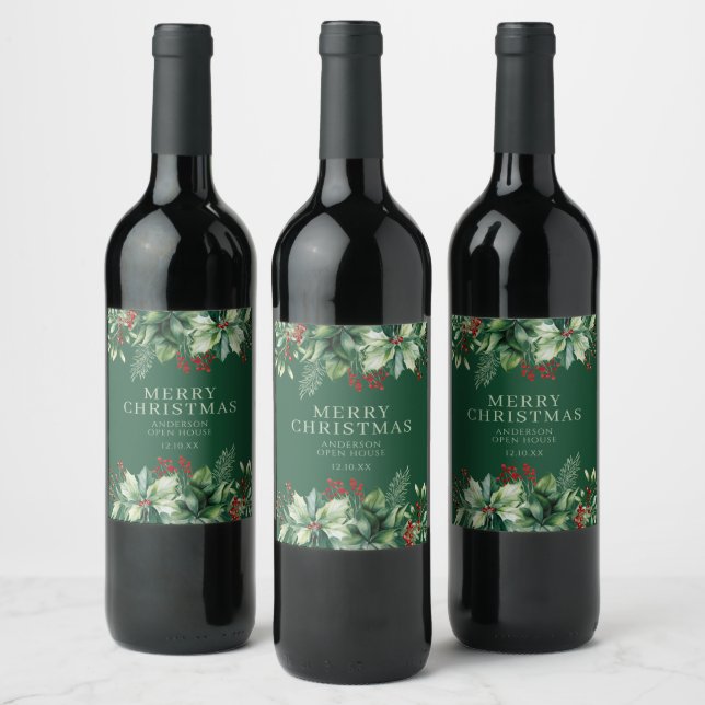 Étiquette Pour Bouteilles De Vin Noël élégant  (Bouteilles)
