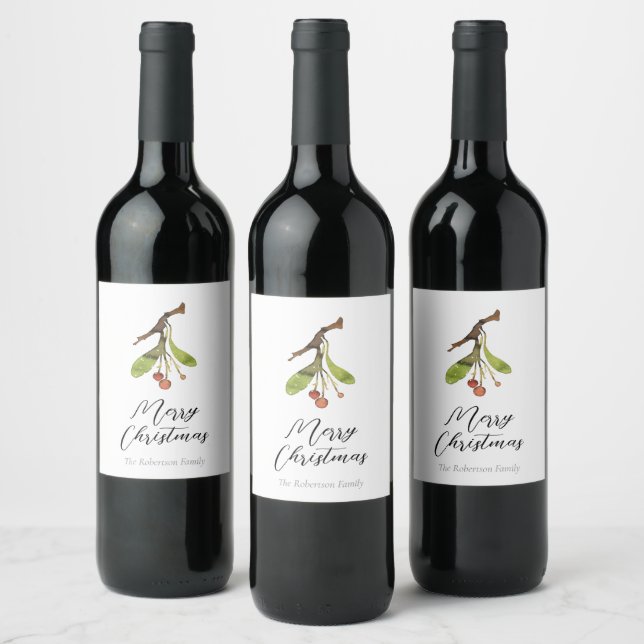 Étiquette Pour Bouteilles De Vin Noël élégant de Mistletoe (Bouteilles)