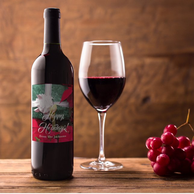 Étiquette Pour Bouteilles De Vin Noël enveloppé personnalisé Photo actuelle (In Situ)