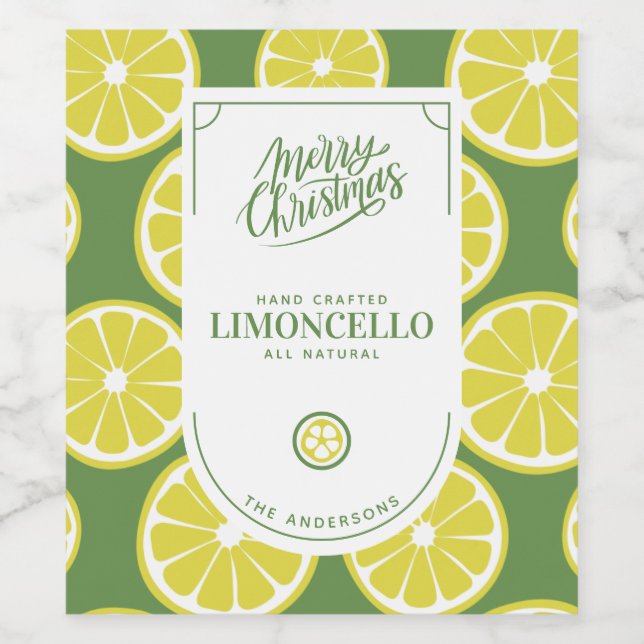 Étiquette Pour Bouteilles De Vin Noël festif de Limoncello (Étiquettes simples)