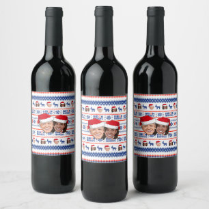 Étiquette Pour Bouteilles De Vin Noël Joe et Kamala