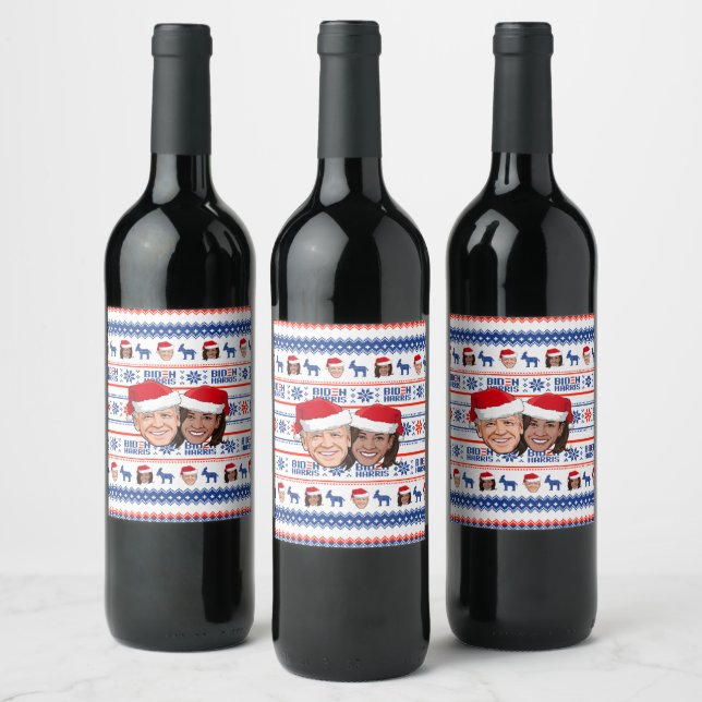 Étiquette Pour Bouteilles De Vin Noël Joe et Kamala (Bouteilles)