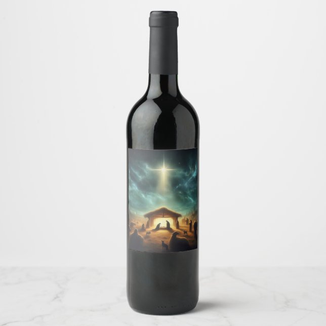 Étiquette Pour Bouteilles De Vin Noël/Nativité/Jésus (Devant)