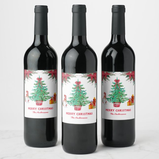 Étiquette Pour Bouteilles De Vin Noël Père Noël Holiday Red Green (Bouteilles)