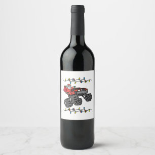Étiquette Pour Bouteilles De Vin Noël Père Noël Monster Camion Garçons Enfants Enfa