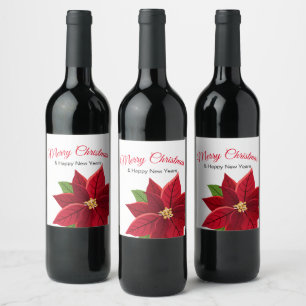 Étiquette Pour Bouteilles De Vin Noël Poinsettia