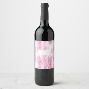 Étiquette Pour Bouteilles De Vin Noël rose et blanc Joie Reindeer