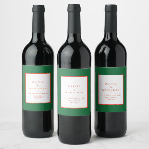 Étiquette Pour Bouteilles De Vin Noël rouge et vert minimaliste Mariage chic