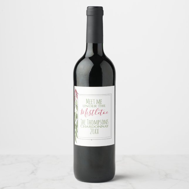 Étiquette Pour Bouteilles De Vin Noël vert d'hiver (Devant)