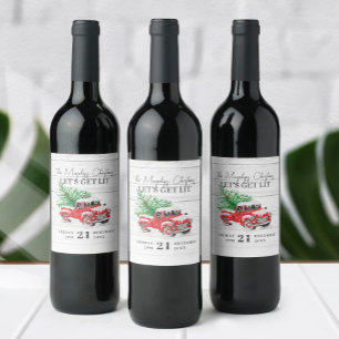 Étiquette Pour Bouteilles De Vin Noël vintage Red Truck
