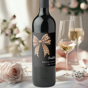 Étiquette Pour Bouteilles De Vin Noeud papillon imprimé léopard noir Baby Shower