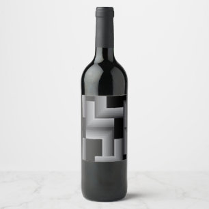 Étiquette Pour Bouteilles De Vin Noir, argent, cool, uniques, carrés tendance