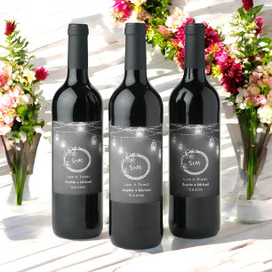 Étiquette Pour Bouteilles De Vin Noir blanc Mariage Chalkboard Mason Jar