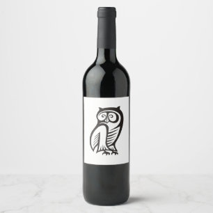 Étiquette Pour Bouteilles De Vin Noir de symbole de hibou