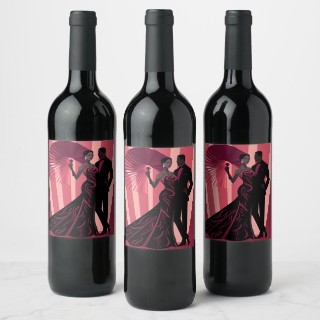 ÉTIQUETTE POUR BOUTEILLES DE VIN NOIR ELEGANCE-RED #1 (Bouteilles)