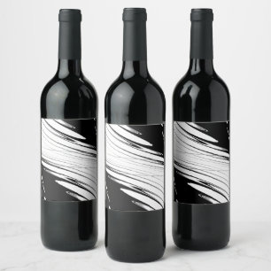 Étiquette Pour Bouteilles De Vin Noir et Blanc Moderne